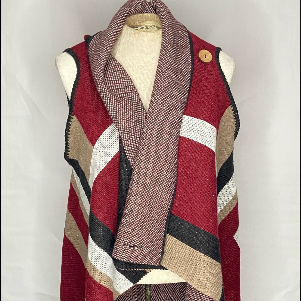 Janice Sweaters | Multi - Colored | Sleeveless Cardigan / Wrap Shawl